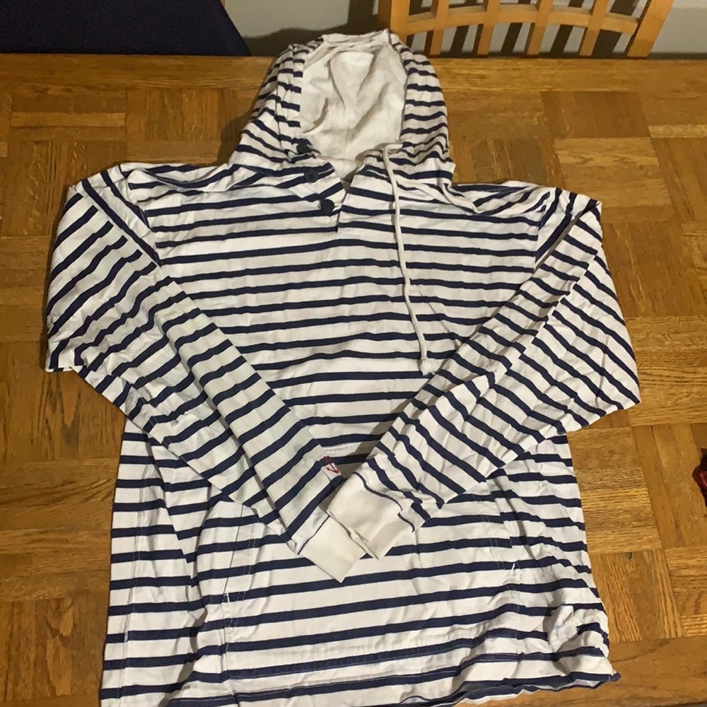 Cuffys Large navy and white striped sweatshirt